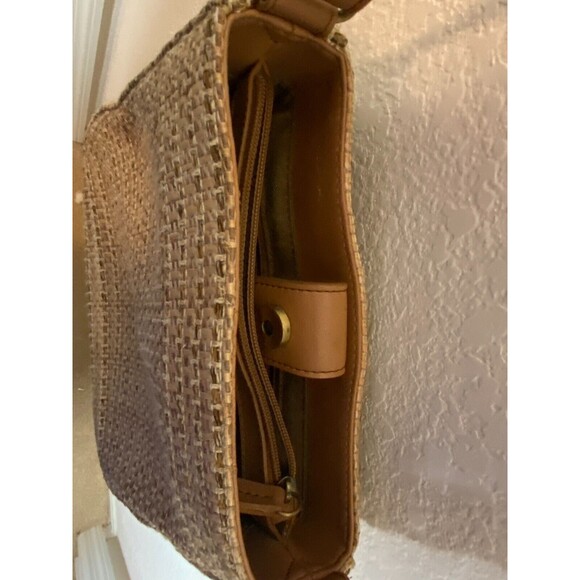 Fossil 1954 Womens Straw-Effect Crossbody Bag Brown Magnetic Handcrafted - 75032 - Picture 3 of 7